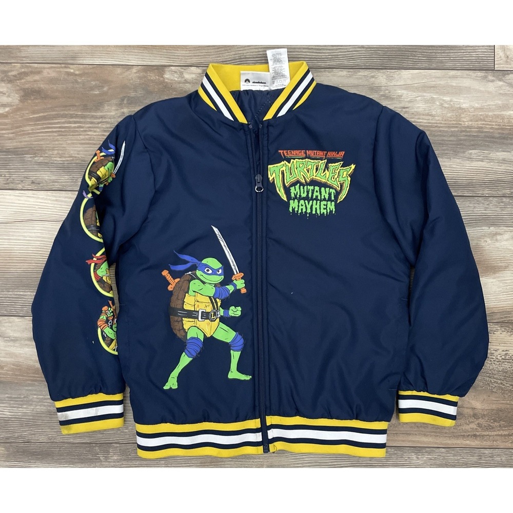 Teenage Mutant Ninja Turtles Bomber Jacket Boys 10/12 Blue Mutant Mayhem